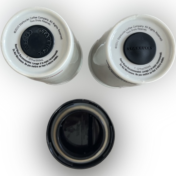 Two Starbucks RED Hope and Plain Ceramic Travel Tumbler Mug Cup - Picture 10 of 12